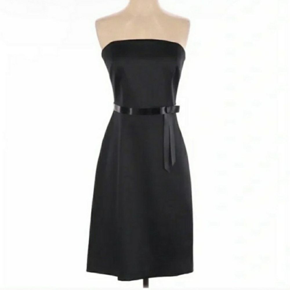 Laundry black satin strapless holiday wedding guest cocktail dress size 12 NWT